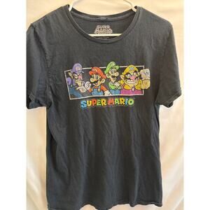 Pre-Loved Super Mario Bros Graphic Tee Black Nintendo T-Shirt Men’s Size Medium